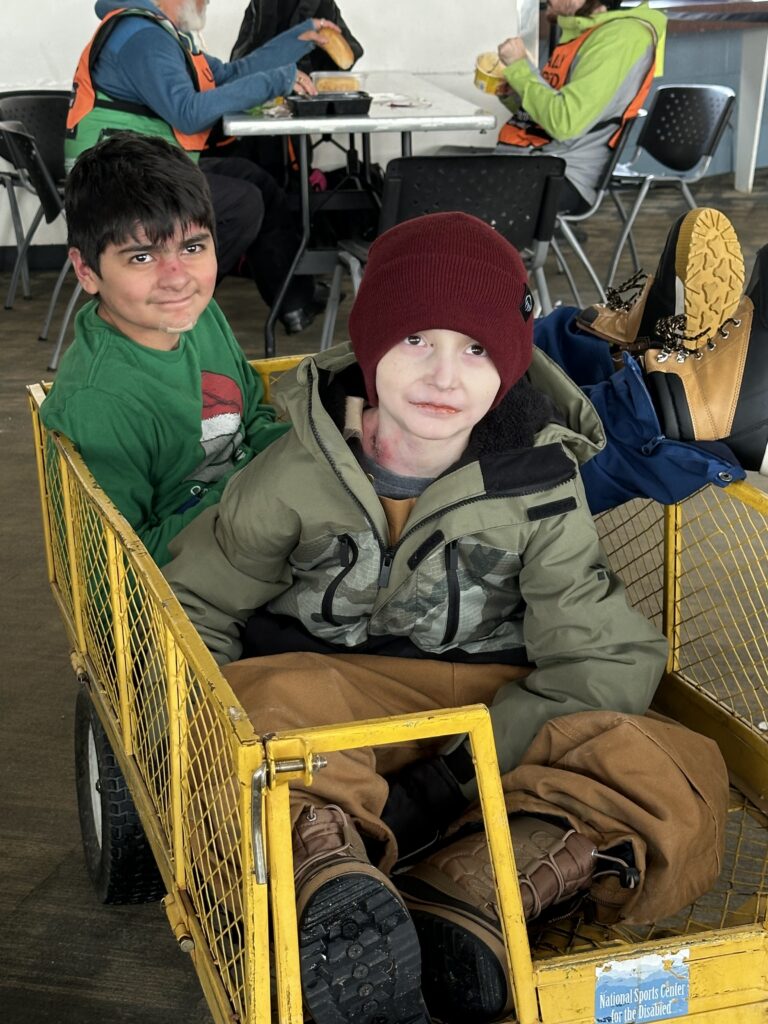 Lucas and Alex in bucket