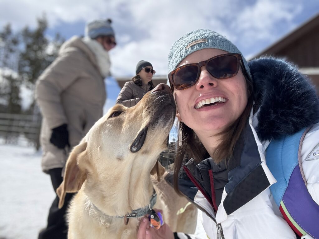 Doggie kisses Catherine @ DTR