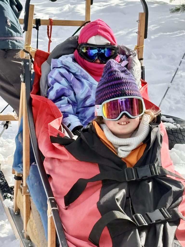 Ella and Rowan's dogsled ride