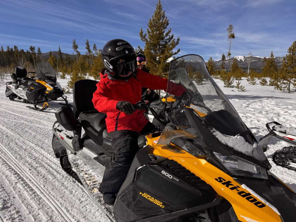 Joey on the snowmobile